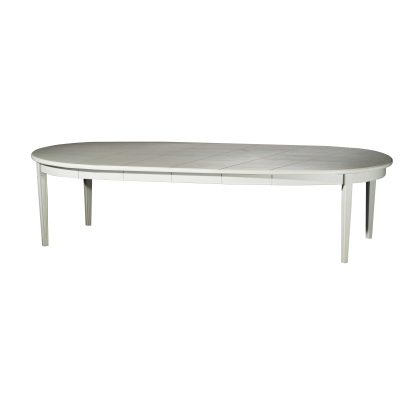 Stockholm matbord runt 115 cm inkl. 3 ilägg penselmålad vit#2