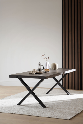 Brooklyn matbord 220x95 mörkbrun ek/X-ben svart metall#2