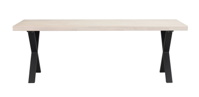 Brooklyn matbord 220x95 vitpigmenterad ek/X-ben svart metall