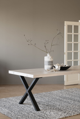 Brooklyn matbord 220x95 vitpigmenterad ek/X-ben svart metall#2