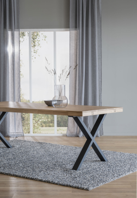 Brooklyn matbord 220x95 ek/X-ben svart metall#2