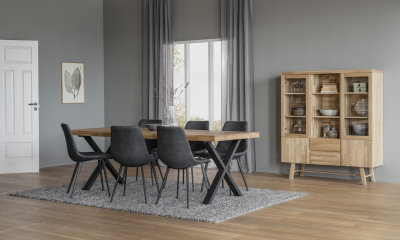 Brooklyn matbord 220x95 ek/X-ben svart metall#3