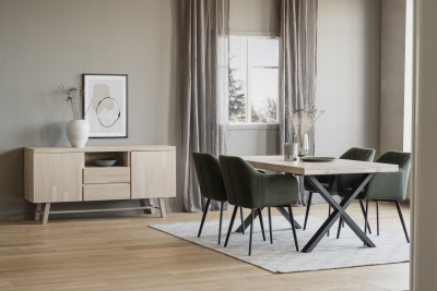 Brooklyn matbord 170x95 vitpigmenterad ek/X-ben svart metall#3