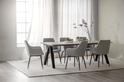 Carradale matbord 220 vitpigmenterad ek/V-ben svart metall#2