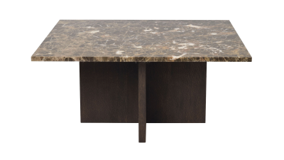 Brooksville soffbord kvadrat 90x90 cm brun marmor/brun ek