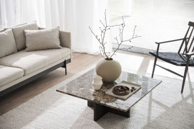 Brooksville soffbord kvadrat 90x90 cm brun marmor/brun ek#2