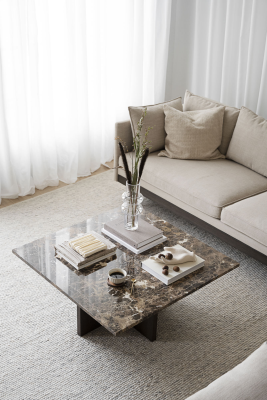 Brooksville soffbord kvadrat 90x90 cm brun marmor/brun ek#3