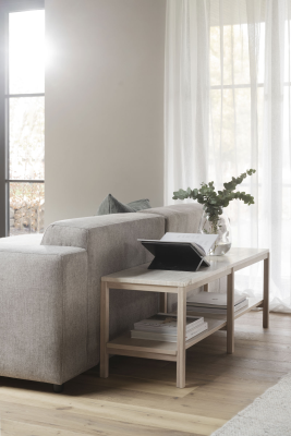 Orwel avlastningsbord 140xH45 cm beige travertin/vitpigmenterad ek#2