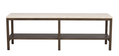 Orwel avlastningsbord 140xH45 cm beige travertin/brun ek