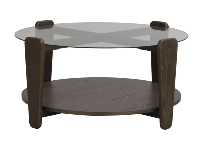 Arran soffbord Ø93 cm brun ek/glas