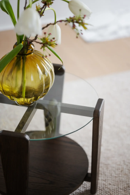 Arran soffbord Ø52 cm brun ek/glas#5