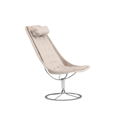 Jetson 66 fåtölj läder Elmosoft 01061 birch/väv linne natur, krom