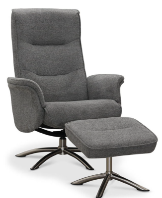 Visby fåtölj med pall tyg Loft Iron 22 grå