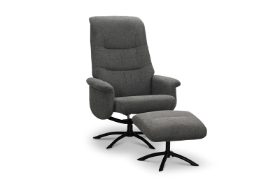 Basel snurrfåtölj med pall Loft iron 22 grå