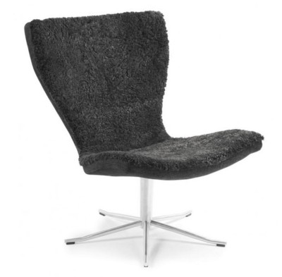 Gyro fåtölj utan arm fårskinn charcoal/alu