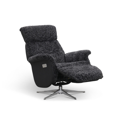 Lissabon fåtölj flip-up motorrecliner fårskinn mörkgrå#3
