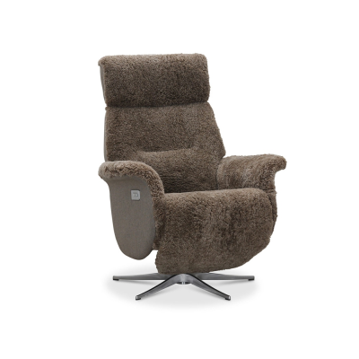 Lissabon fåtölj flip-up motorrecliner fårskinn sahara