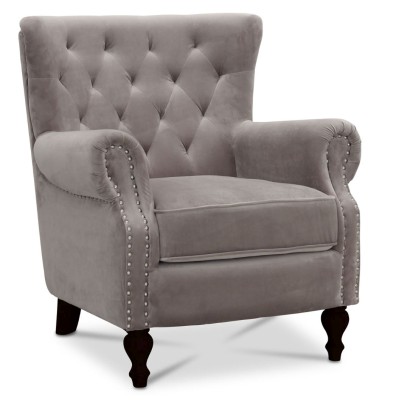 London fåtölj sammet ljusgrå