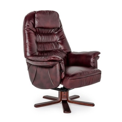 Lotus fåtölj läder/konstläder antik rustik oxblod/mahogny