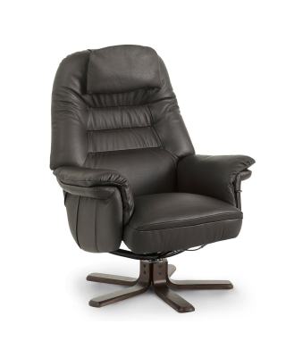 Lotus fåtölj läder/konstläder basel svart/mahogny