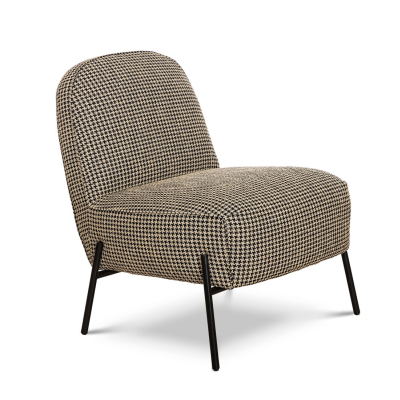 Chub fåtölj tyg Pepita svart/svart metall