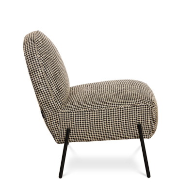 Chub fåtölj tyg Pepita svart/svart metall#3