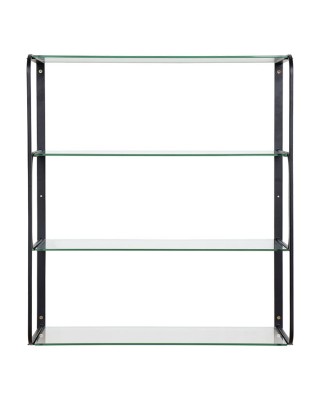 Ellen vägghylla svart metall/glas#2