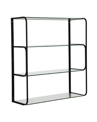 Ellen vägghylla svart metall/glas