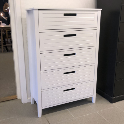 Astrid byrå 5 lådor bred vit