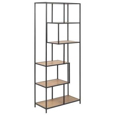 Seaford hylla 77x35x185 cm svart/vild ek