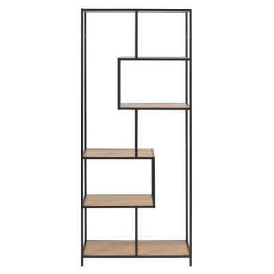 Seaford hylla 77x35x185 cm svart/vild ek#2