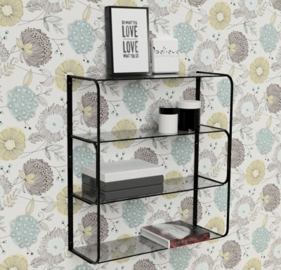 Ellen vägghylla svart metall/glas#3