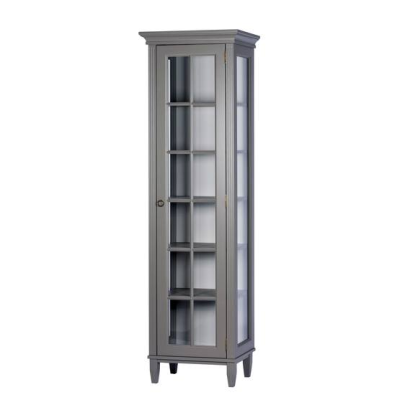 Stockholm vitrinskåp smal penselmålad grå