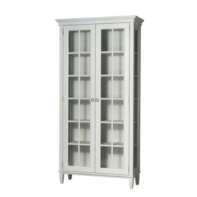 Stockholm vitrinskåp bred penselmålad vit