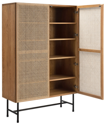 Racquet vitrin 2-dörr oljad ek/rotting, svarta metallben#2