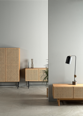 Racquet sideboard oljad ek/rotting, svarta metall ben#2