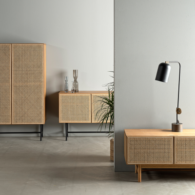 Racquet mediabänk oljad ek/rotting, ek ben#3