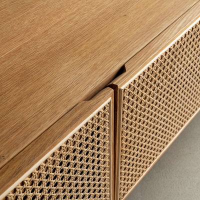 Racquet mediabänk oljad ek/rotting, ek ben#2