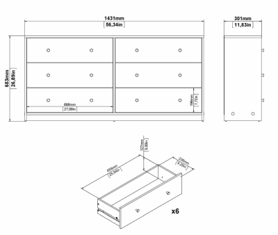 May byrå dubbel 3+3 lådor vit#4