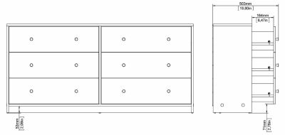 May byrå dubbel 3+3 lådor vit#5