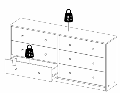May byrå dubbel 3+3 lådor vit#6