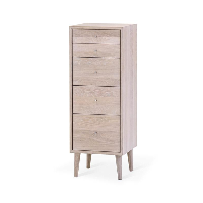 Nordik byrå 5 lådor vitoljad ek