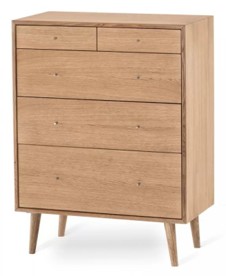 Scandi byrå 3+2 lådor oljad ek