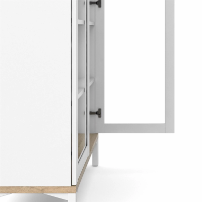 Roomers vitrin med två dörrar vit/ek#4