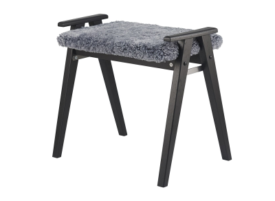 Alme pall svartbetsad ek/fårskinn ljusgrå