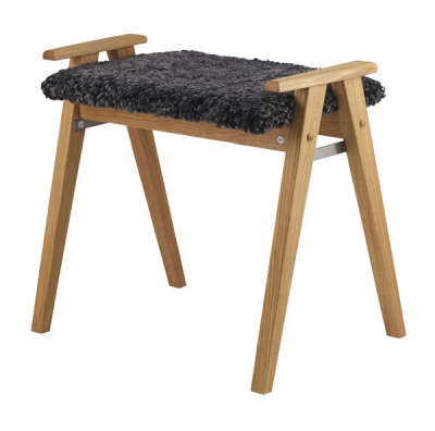 Alme pall oljad ek/fårskinn mörkgrå