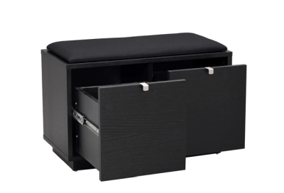 Confetti bänk 2L svartbetsad ek/svart tyg#2