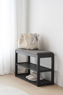 Confetti skoställ/sittbänk 80 svart ek/mörkgrå#2