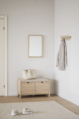 Hillmond bänk 2L 80 vitpigmenterad ek/beige tyg#3