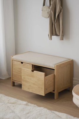 Hillmond bänk 2L 80 ek/beige tyg#6